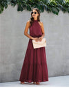 Boho Long Dress in Burgundy