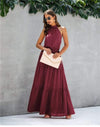 Boho Long Dress in Burgundy