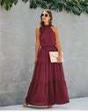 Boho Long Dress in Burgundy