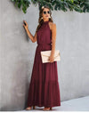 Boho Long Dress in Burgundy