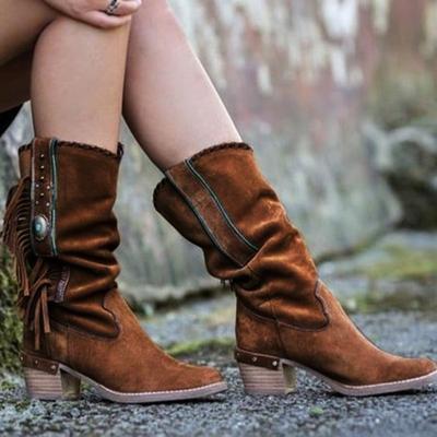 Boho Mid-Long Fringed Boots