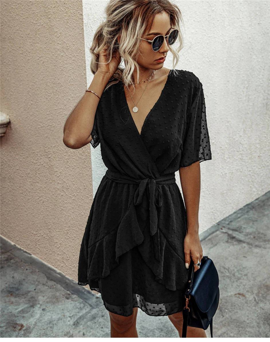 Short black boho dress on sale