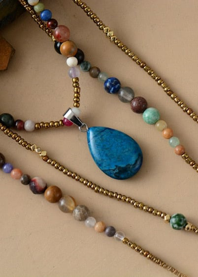 Boho Necklace Teardop Pendant