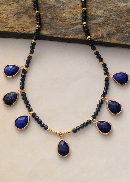 Boho Beads Necklace - Teardrop Pendant