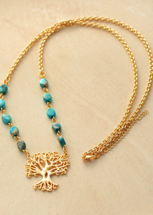 Boho Gold Necklace - Tree of Life
