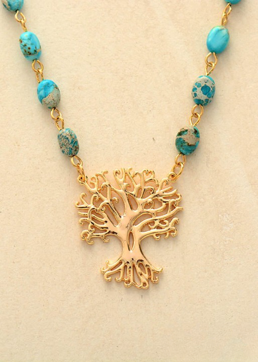 Boho Gold Necklace - Tree of Life