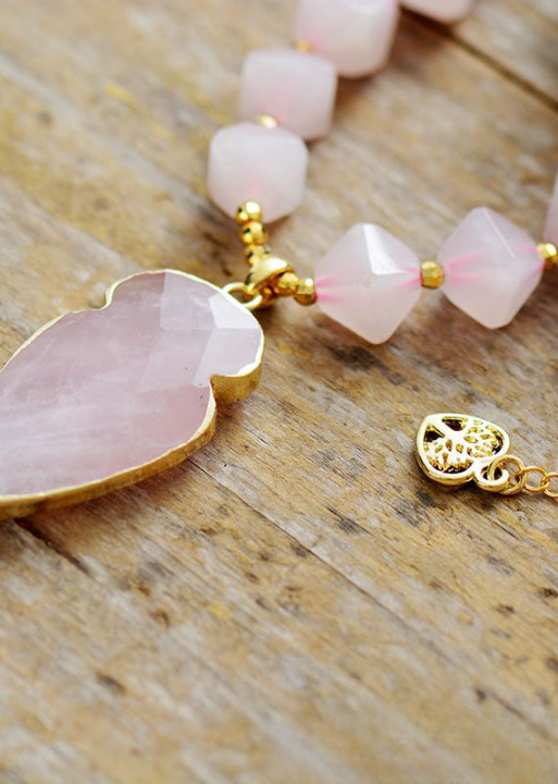 Boho Beads Necklace - Hexagonal Cone Pendant