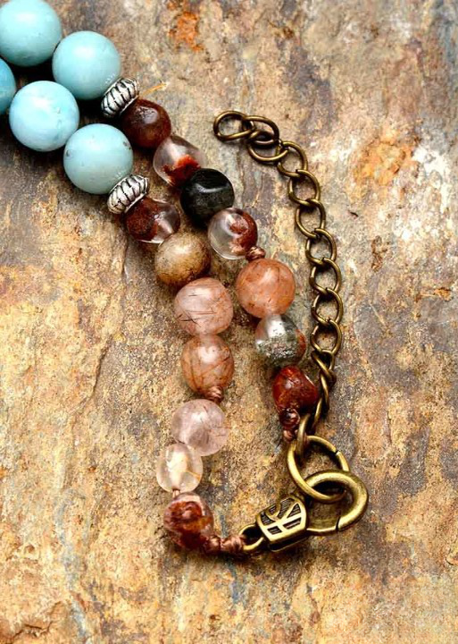 Boho Beaded Necklace - Natural Stone