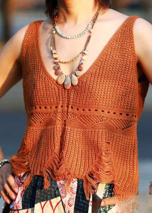 Boho Beaded Necklace - Natural Stone