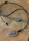 Long Boho Necklace - Jasper Arrowhead Pendant