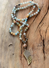 Long Boho Necklace - Angel Wing Pendant