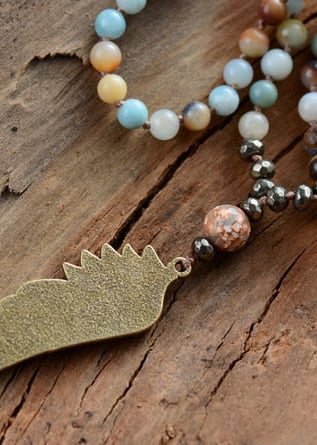 Long Boho Necklace - Angel Wing Pendant