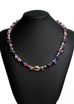 Colorful Boho Necklace - Gold Shell