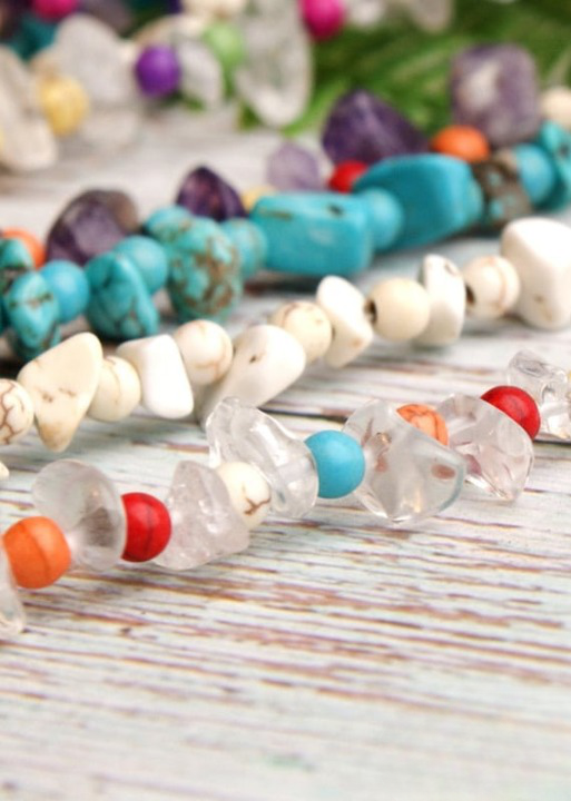 Colorful Boho Necklace - Gold Shell