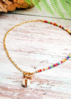 Boho Colorful Necklace - Gold Shell Pendant