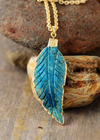 Boho Gold Necklace Leaf Pendant