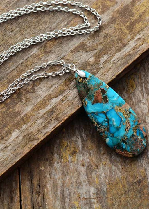 Boho Pendant Necklace - Silver Chain