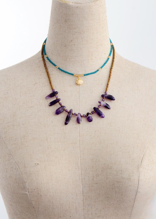 Boho Choker Necklace - Natural Stone Beads