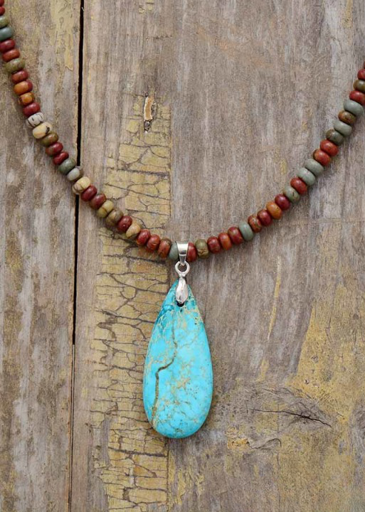 Boho Beads Stone Pendant Necklace