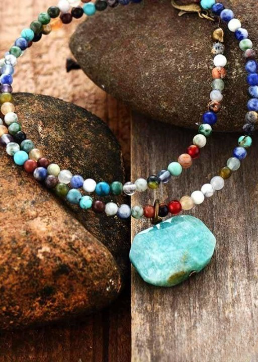 Boho Stone Pendant Necklace