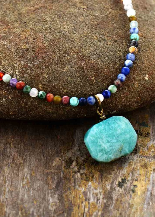 Boho Stone Pendant Necklace