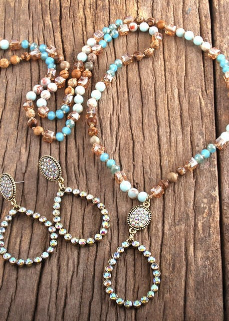 Boho Necklace Long - Natural Stone