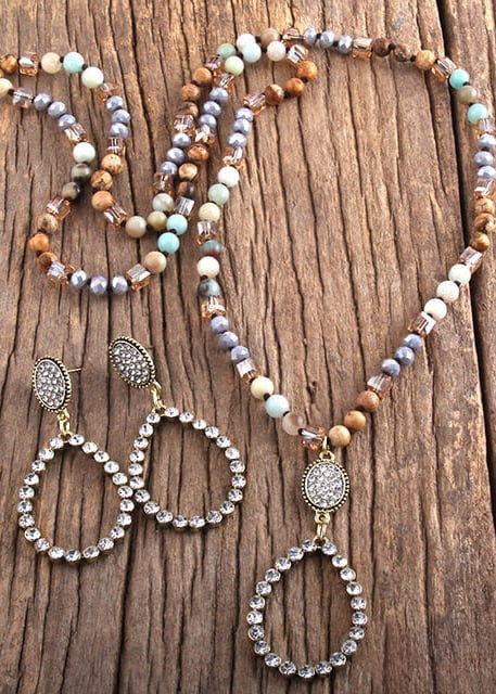 Boho Necklace Long - Natural Stone