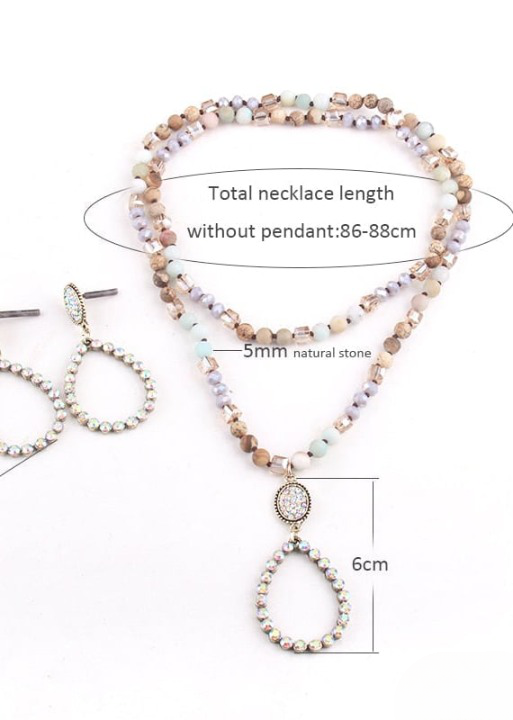 Boho Necklace Long - Natural Stone