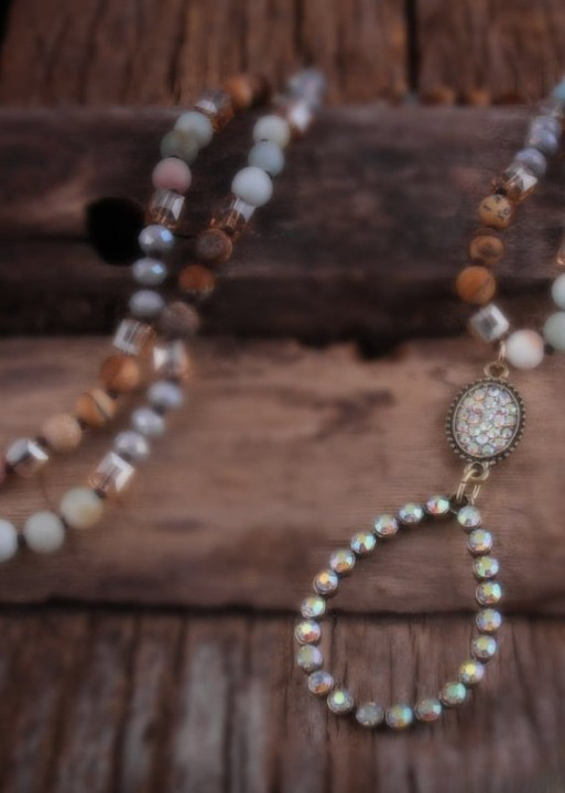 Boho Necklace Long - Natural Stone