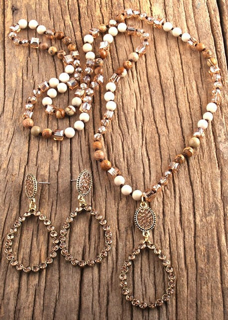 Boho Necklace Long - Natural Stone