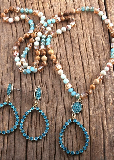 Boho Necklace Long - Natural Stone