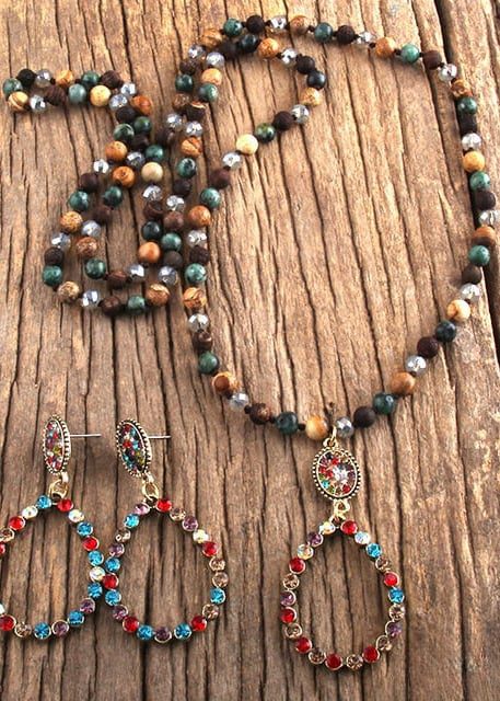 Boho Necklace Long - Natural Stone