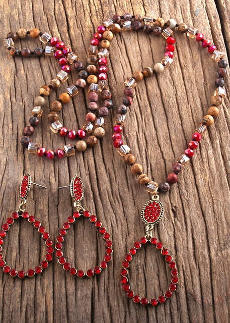 Boho Necklace Long - Natural Stone