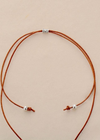 Boho Leather Necklace - Natural Stone Pendant