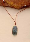 Boho Leather Necklace - Natural Stone Pendant