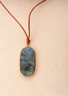 Boho Leather Necklace - Natural Stone Pendant