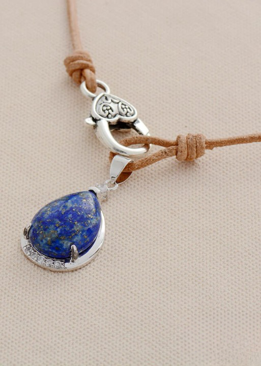 Boho Necklace - Natural Stone Pendant