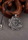 Long Boho Necklace Flower Pendant