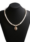 Boho Beaded Necklace - Natural Shell Pendant