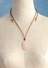 Long Boho Necklace - Pink Quartz Pendant