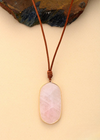Long Boho Necklace - Pink Quartz Pendant