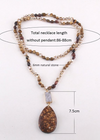 Long Boho Beaded Necklace - Teardrop Pendant