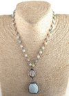 Boho Beaded Necklace Crystal Pendant