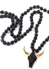 Boho Beaded Necklace - Horn Pendant
