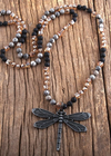 Boho Beaded Necklace - Dragonfly Pendant