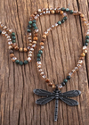 Boho Beaded Necklace - Dragonfly Pendant