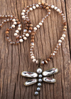 Boho Beaded Necklace - Dragonfly Pendant