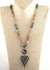 Boho Beaded Necklace - Heart Pendant Natural Stone