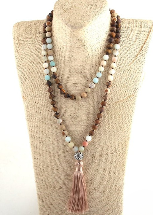 Pompom Pendant Long Boho Necklace