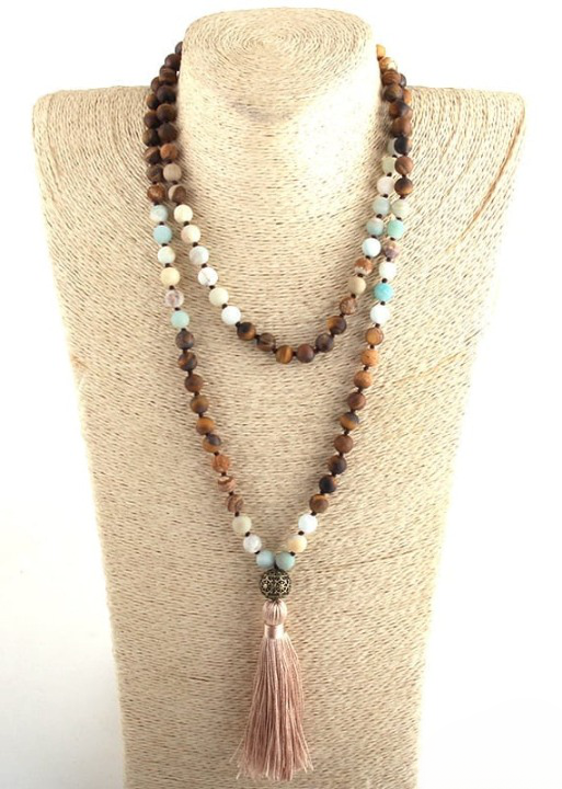 Pompom Pendant Long Boho Necklace